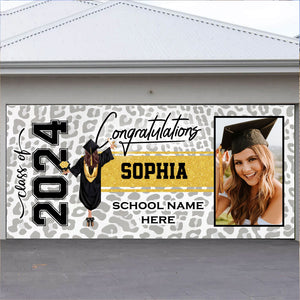 Congratulations - Personalized Photo And Name, Single Garage, Garage Door Banner Covers - Garage Door Banner Decorations