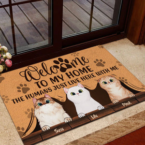 Welcome To My Home - Cutie Puppy and Kitty DoorMats - Cats Personalized Doormat