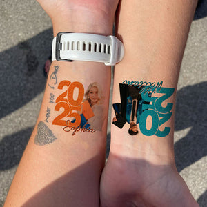 Graduation Tattoo Gift Custom Photo And Text Temporary Tattoo, Personalized Tattoo, Fake Tattoo