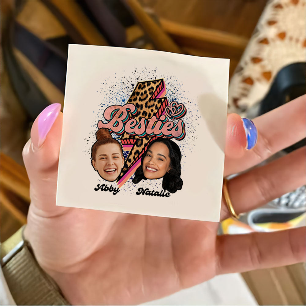 Custom Temporary Tattoo Besties Photo And Name, Fake Tattoo, Gift For Best Friend