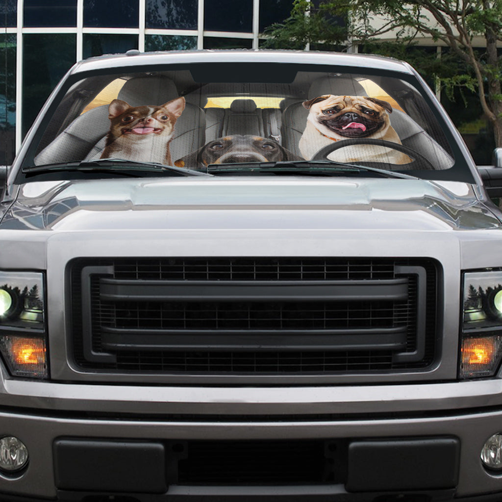 Custom Pet Photo Car Sun Shade - Personalized Pet Photo Windshield Protector - Gift For Pet Lovers