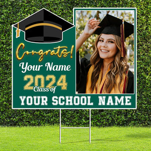 Graduation Gift, Congrats Class Of 2024 - Custom Photo And Texts Graduation Lawn Sign, Yard Sign