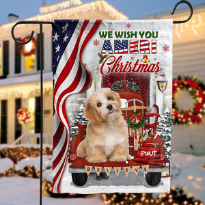 Santa Claus US Flag, We Wish You Ameri Christmas - Personalized Pet Photo And Name Flag - Gift For Pet Lovers, Christmas Gift