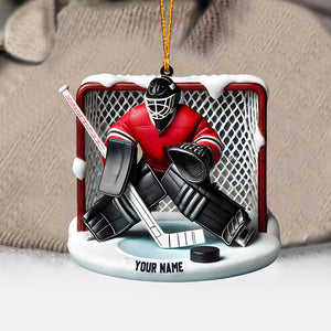 Hockey Goal Keeper Christmas Ornament, Personalized Ornament