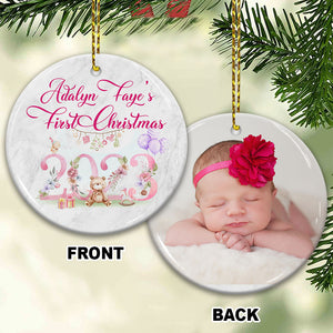 Baby First Xmas - Custom Photo And Name- Personalized 2 Sides Ceramic Ornament - Gift For Family, Christmas Gift