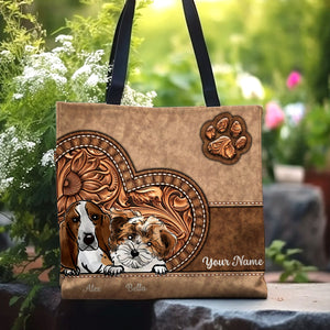 Cutie Dog With Paw - Custom Dogs And Text - Personalized Tote Bag, Gift For Pet Lover