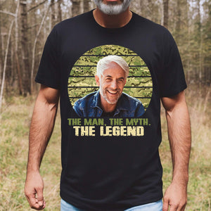 The Man The Myth The Legend - Custom Photo and Name - Personalized T-Shirt - Father's Day, Birthday Gift For Grandpa