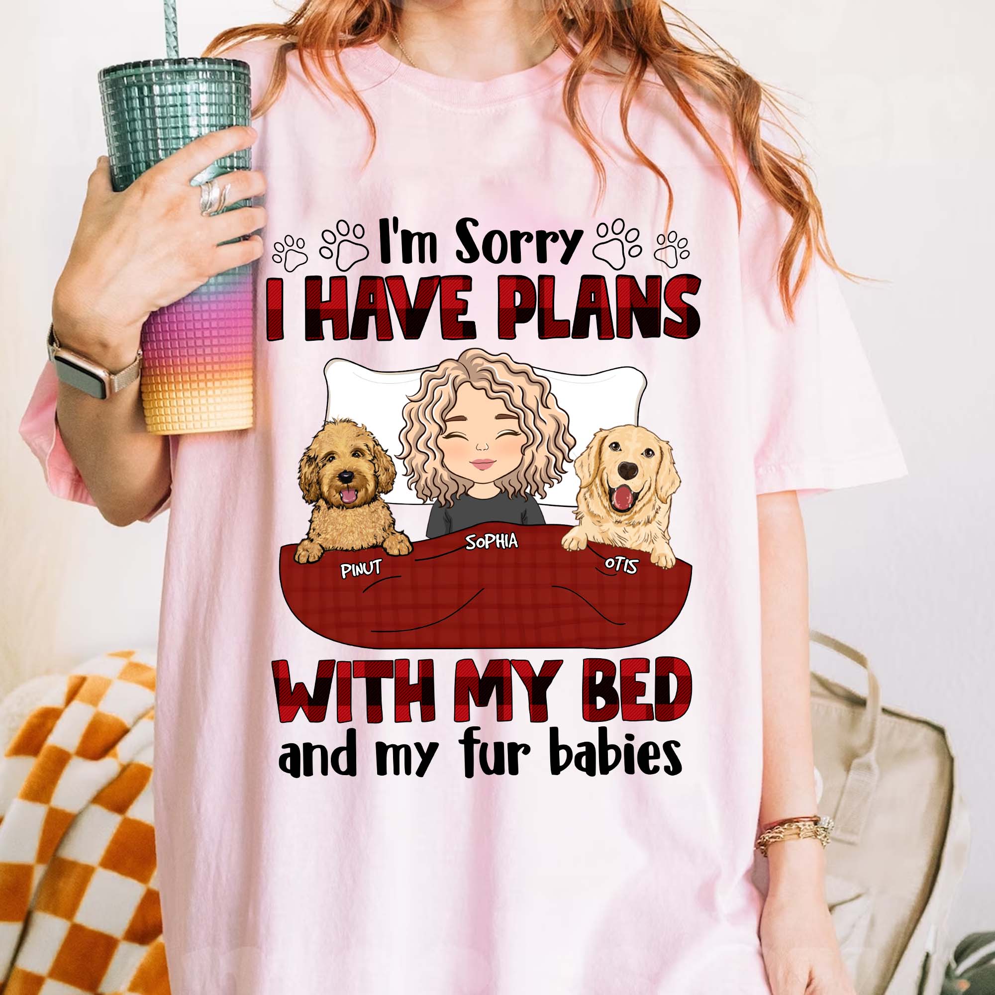 Personalized Dog T-Shirt - I Have Plans With My Bed Shirt - Custom Appearance And Name - Gift for Dog Lovers