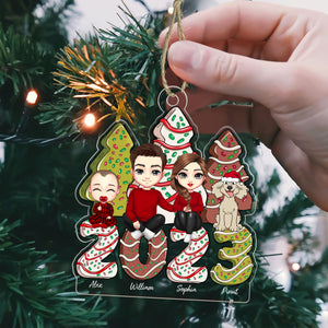 Family And Christmas Tree With Baby and Dog, Merry Christmas 2023 - Personalized Acrylic Ornament - Gift For Family, Xmas Gift