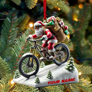 Santa Bike Ornament, Personalized Ornament