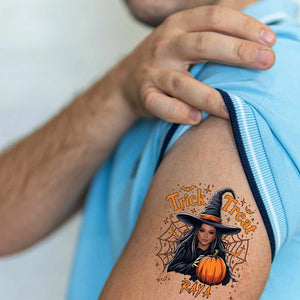 Trick Or Treat, Custom Photo And Text Temporary Tattoo, Personalized Tattoo, Fake Tattoo