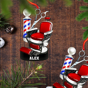 Custom Barber Chair Ornament, Personalized Ornament