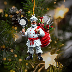 The Chef Santa Coming Christmas Ornament, Personalized Ornament