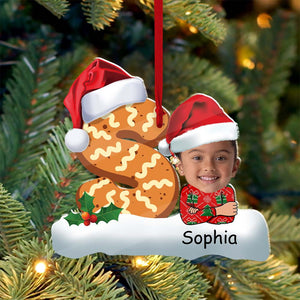 Letter And Kid Christmas - Custom Photo And Name, Personalized Acrylic Ornament - Gift For Christmas, Family Gift