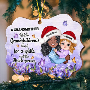 A Grandmother Holds Her Grandkid's Hand, Custom Appearances And Names - Personalized Custom Shaped Wooden Ornament - Gift For Family, Christmas Gift