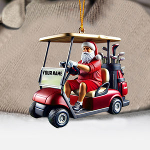 Golf Cart Santa Christmas Ornament, Personalized Ornament