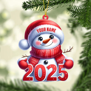 Cute Snowman 2025 Christmas Ornament, Personalized Ornament