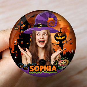 Custom Photo And Name - Personalized Halloween Pin Button Badge, Halloween Gift