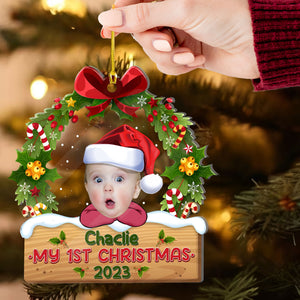 My Baby First Christmas  - Custom Photo And Name, Personalized Acrylic Ornament - Gift For Christmas, Family Gift