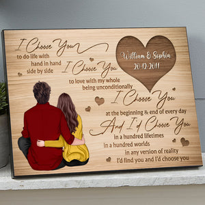 I Choose You At The Beginning & End Of Every Day - Personalized Appearances And Texts Canvas - Family Decor, Couple Gift