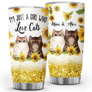 Personalized Just A Girl Who Love Cats Tumbler, Best Gift for Cat Lovers