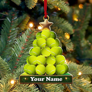 Tennis Ball Tree Christmas Ornament, Personalized Ornament