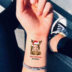 Christmas Costume Kid, Custom Photo And Text Temporary Tattoo, Personalized Tattoo, Fake Tattoo