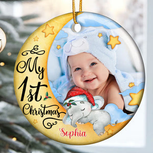 My Baby First Christmas, Custom Photo And Name- Personalized Ceramic Ornament - Gift For Christmas, Gift For Family