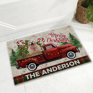 Merry Christmas  - Custom Photo And Name - Personalized Doormat - Pet Lover Gift