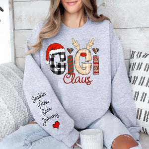 Custom Christmas Gigi Claus Sweatshirt , Christmas Nana Sweatshirt, Custom Grandma Claus Christmas - Personalized Sweatshirt - Family Gift