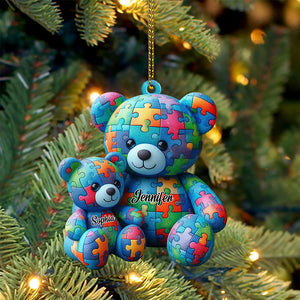 Autisum Bear Ornament, Personalized Ornament