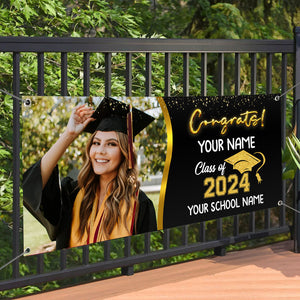 Congrats Class Of 2024- Personalized Photo Banner - Graduated Decoration Gifts