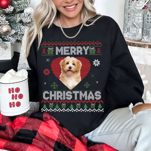 Merry Christmas Pet Red Heart- Christmas Gift For Pet Lovers - Personalized Dark Color Sweatshirt