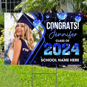 Congrats Class Of 2024, Custom Photo And Texts, Personalized Lawn Sign, Yard Sign, Gift For Graduation