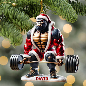 King Kong Weight Lifting Christmas Ornament, Personalized Ornament