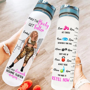 May The Booty Get Fatter And My Stomach Become Flatter Amen, Custom Appearance And Name, Personalized Tracker Bottle