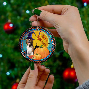 Halloween Seasons - Nightmare - Custom Photo And Name - Personalized Ceramic Ornament - Gift For Pet Lover