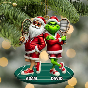 Santa And ELF Christmas Ornament, Personalized Ornament, Tennis Christmas Gift