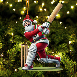 Cricket Ball Santa Pose Christmas Ornament, Personalized Ornament