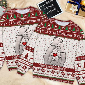 Christmas Bear Family - Personalized Woolen Sweater - Xmas Gift