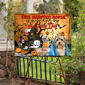 This Haunted House Is Guarded By A Crazy Dog- Personalized Dog Lawn Sign, Yard Sign, Gift For Pet Lover, Halloween Gift