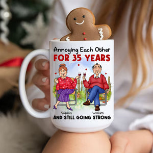 Anniversary Gift For Husband Wife Couple, Annoying Each Other Since - Custom Appearance And Text, Personalized White Mug, Gift For Couple, Family Gift