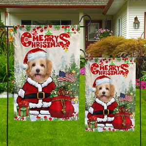 Merry Christmas Pet Santa - Custom Pet Photo Flag - Christmas Gift, Gift For Pet Lovers