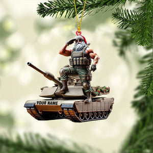 Army Santa Home Decor Christmas Ornament, Personalized Ornament