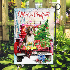 Merry Christmas - Personalized Pet Photo And Name Flag - Christmas Gift, Gift For Pet Lovers