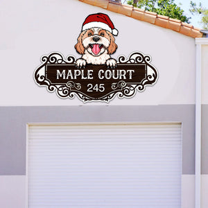 Merry Christmas - Colorful Dog Cat Address Sign - Personalized Metal Sign - Gift For Pet Lover