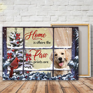 Home Is Where The Paw Prints Are - Personalized Canvas - Gift For Pet Lover, Family Decor