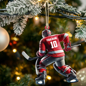 Hockey Player Christmas Ornament, Personalized Ornament