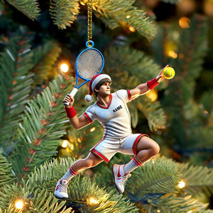 Tennis Player Christmas Ornament, Personalized Ornament