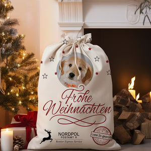 Frohe Weihnachten Custom Photo, Personalized String Bag, Christmas Gift